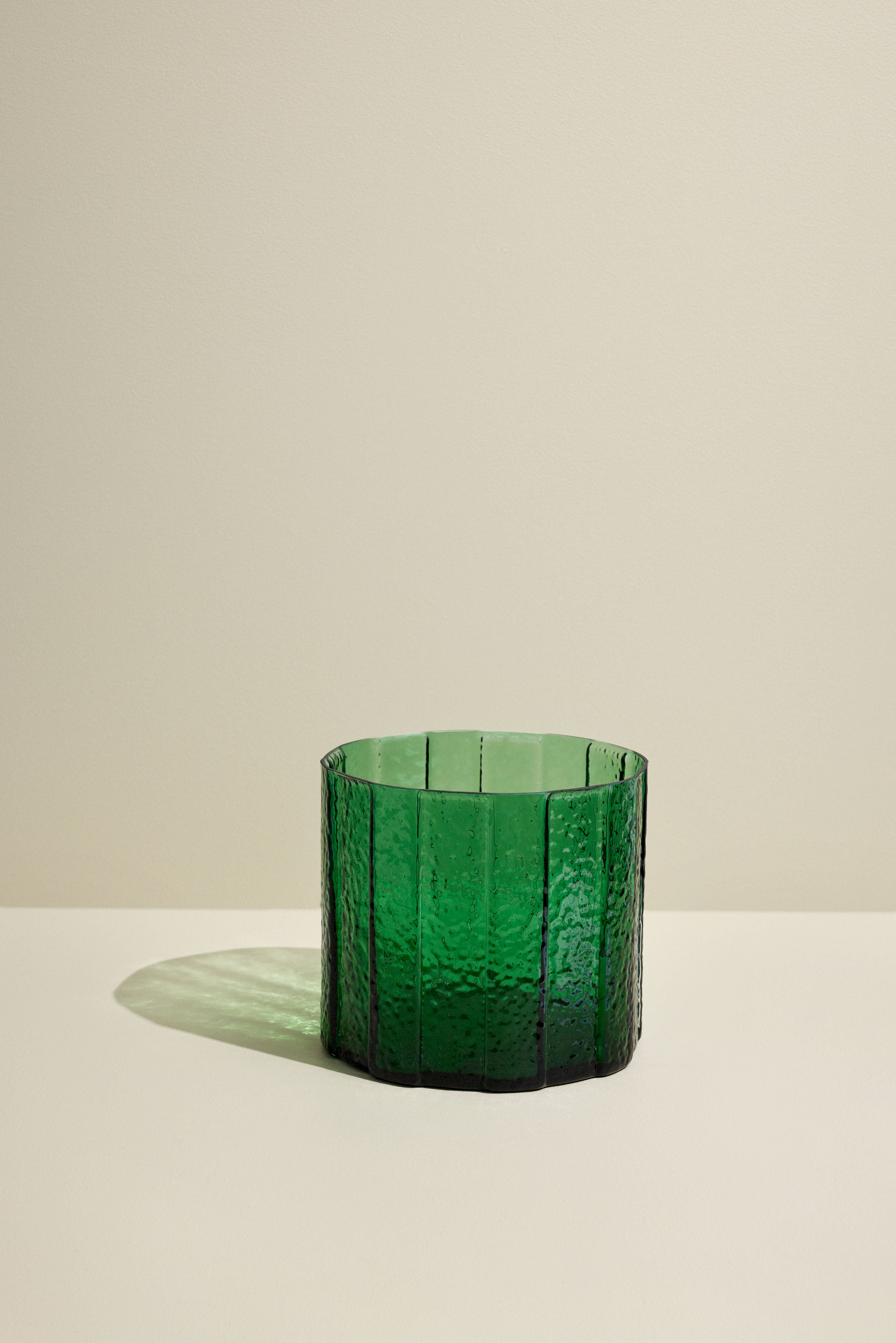 Vase "Emerald" Green Glass Mouth Blown