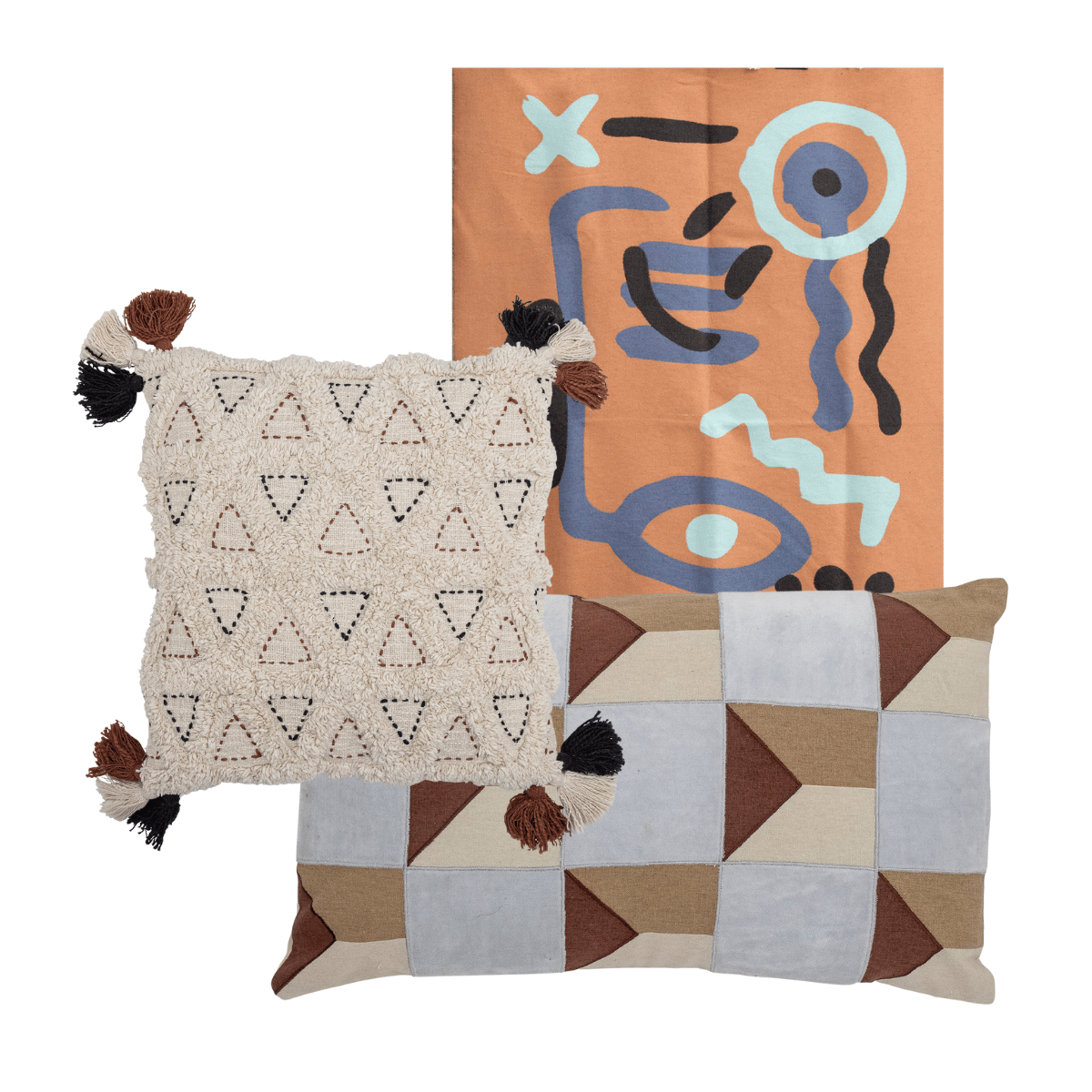 3er Set 'Vibe' – Stilvolle Textilien, die Kunst und Komfort meisterhaft kombinieren.