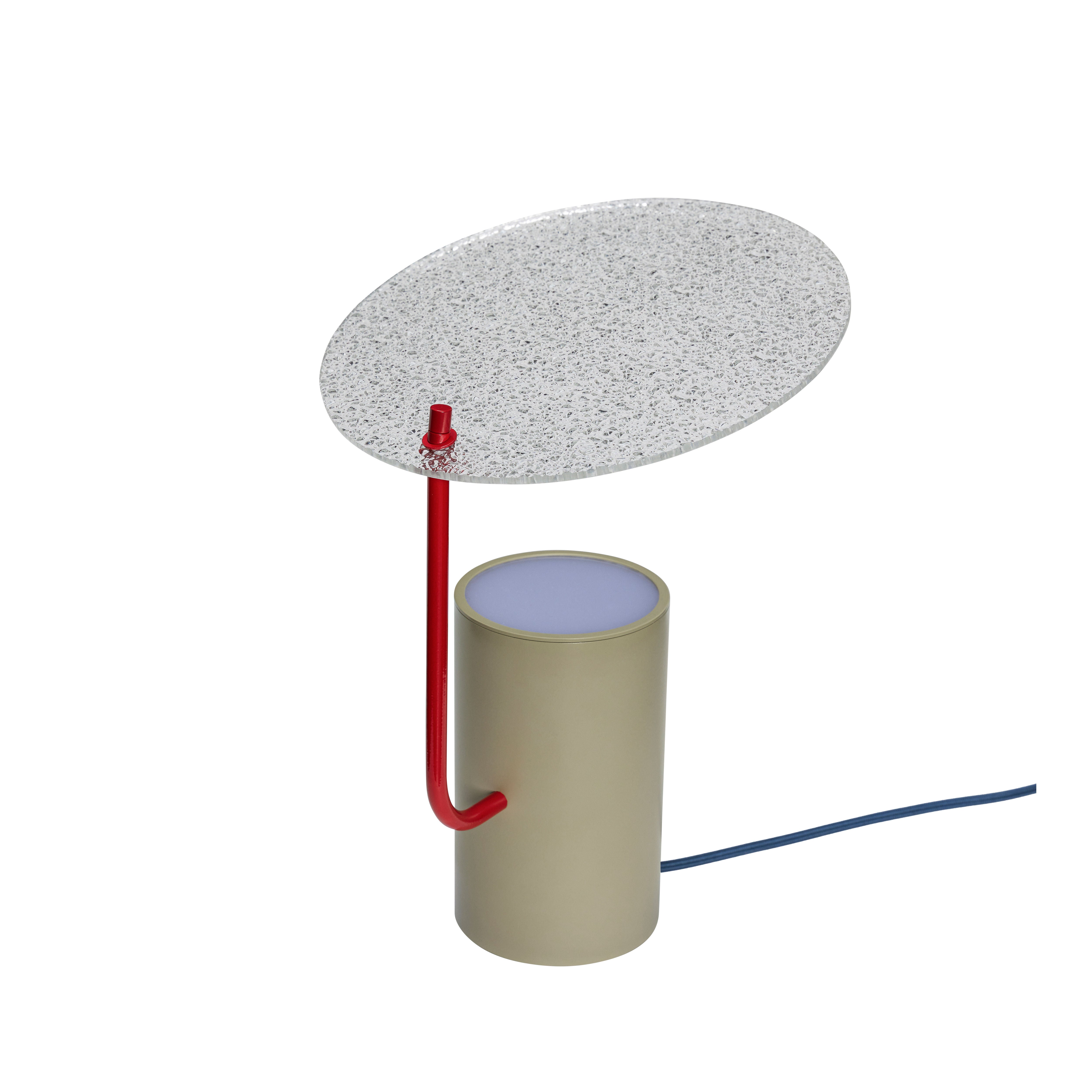 Table lamp "Disc" glass khaki/red