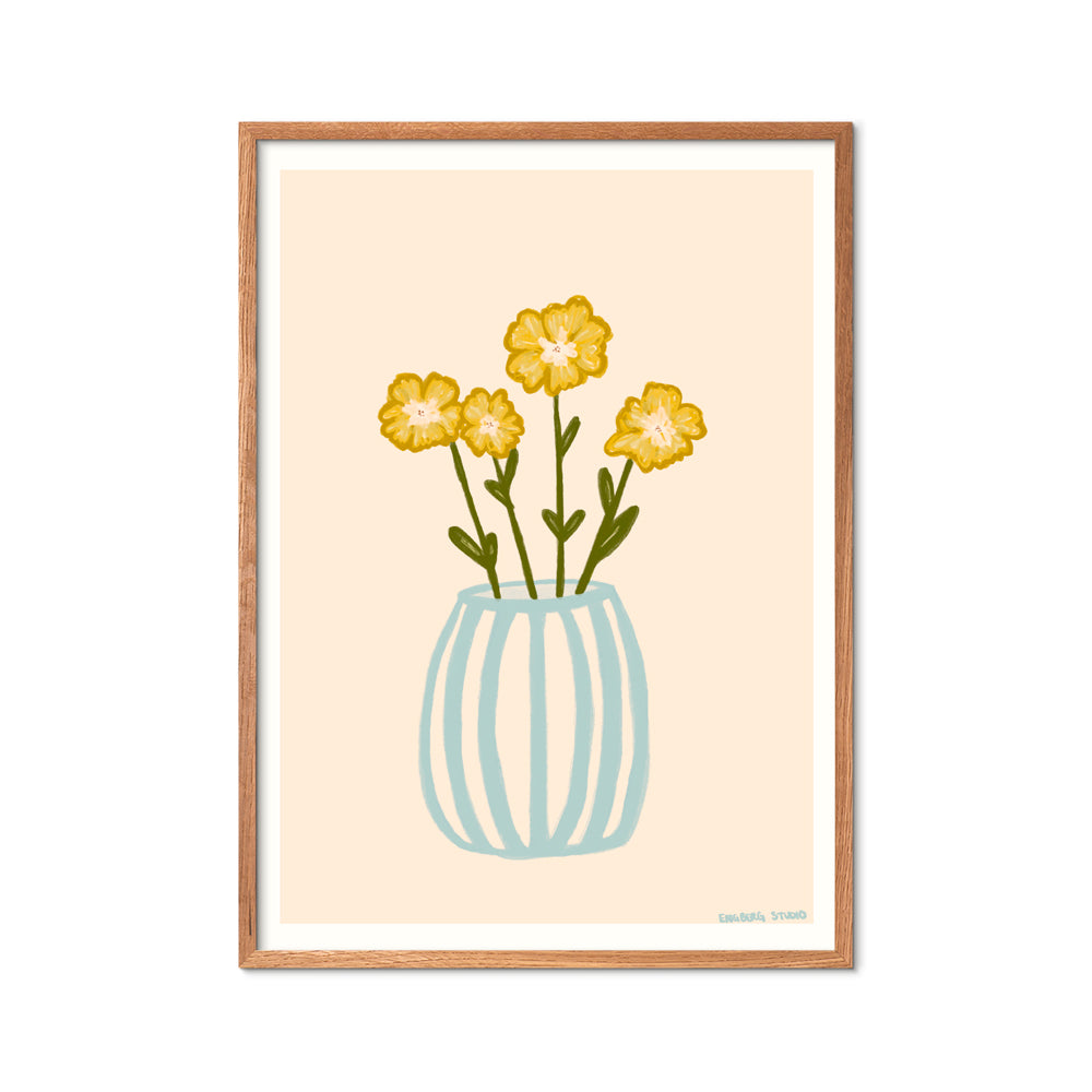 Kunstdruck Yellow Flowers in a Blue Vase