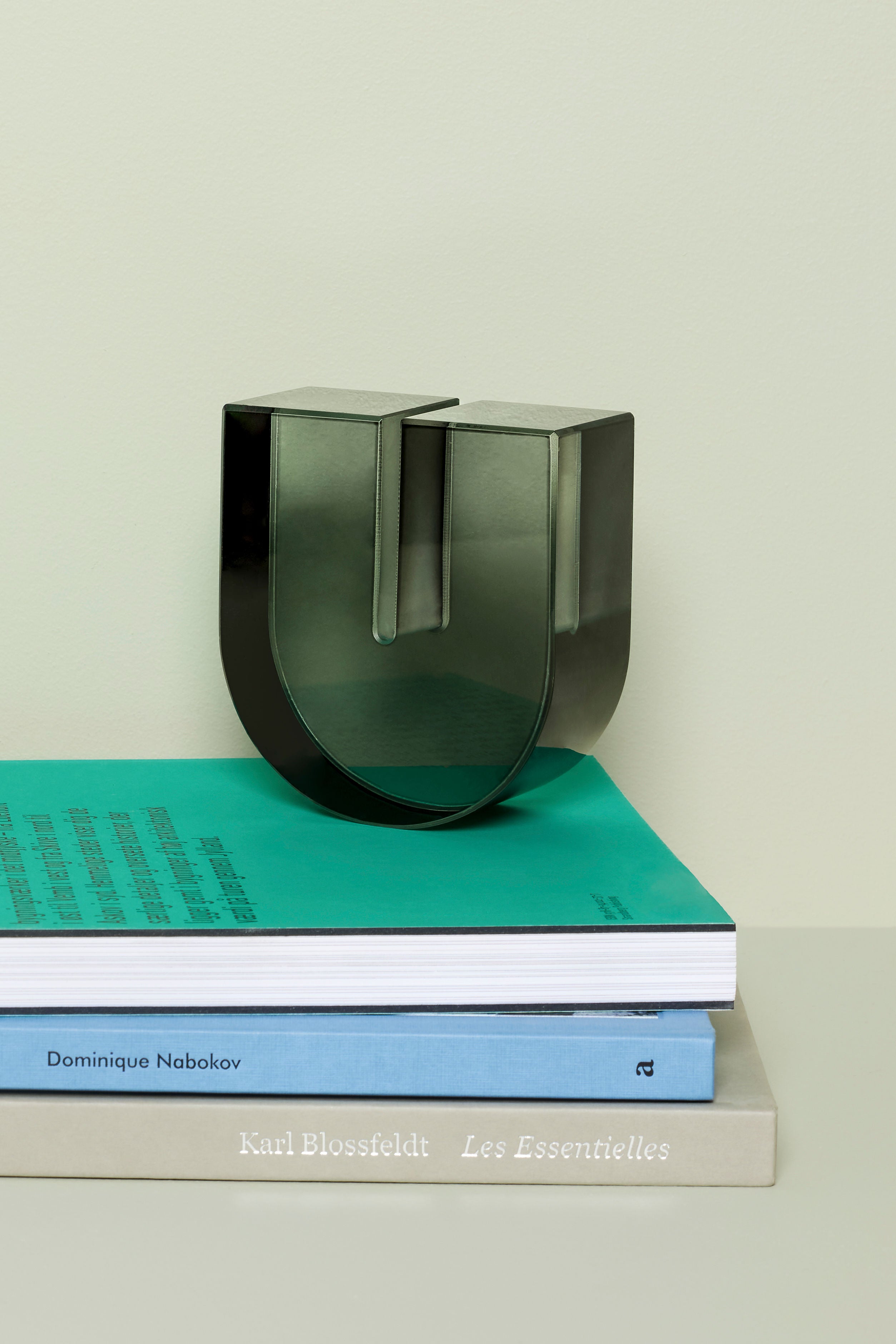 Bookend "Arch" Smoked Glass U-Shape Handmade