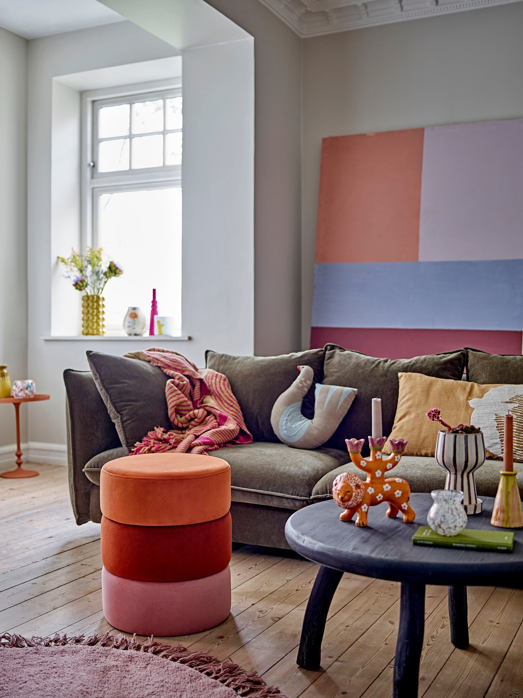 Hocker Pouf "Bilbao" Orange Velour