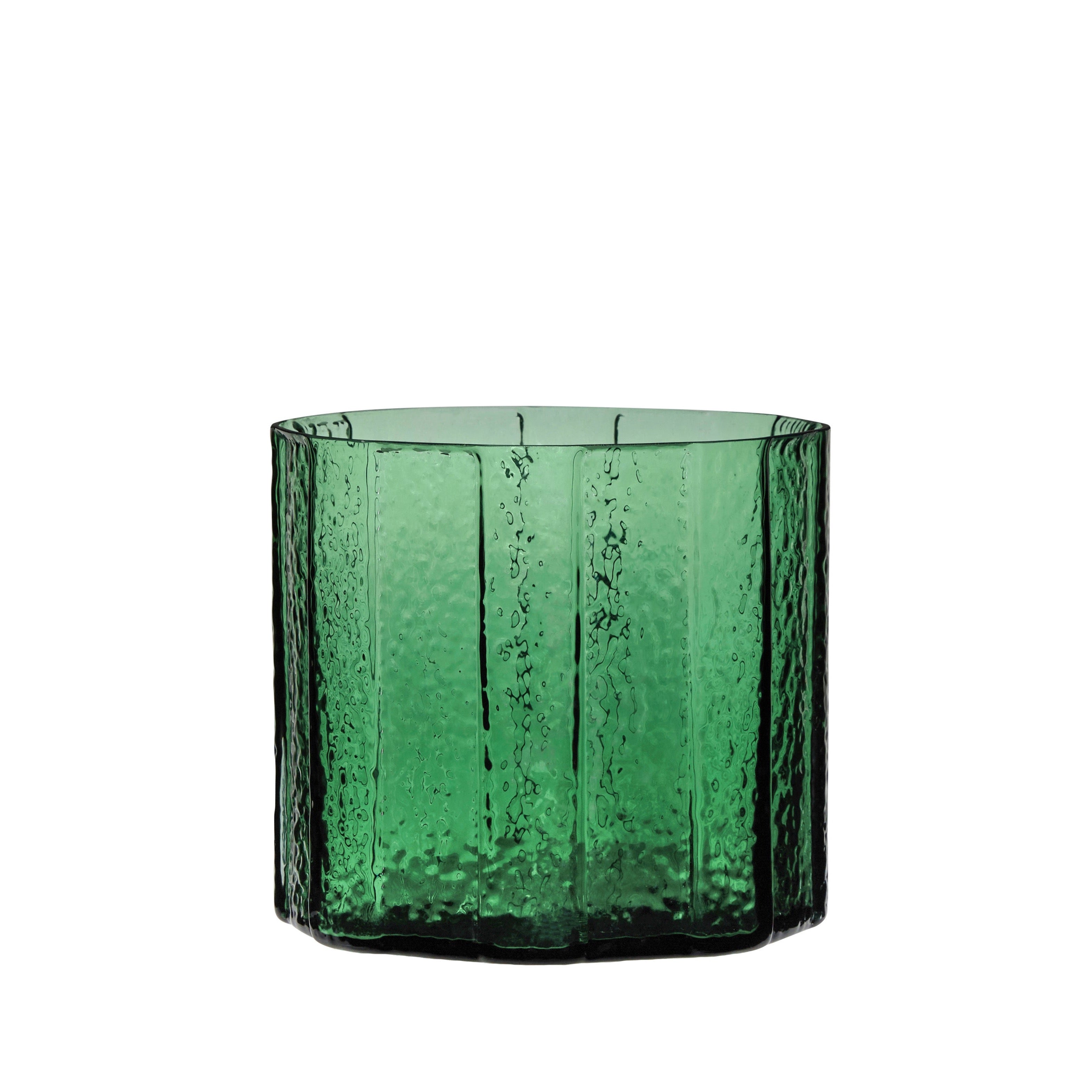 Emerald Vase Grün Strukturiertes Glas Mundgeblasen