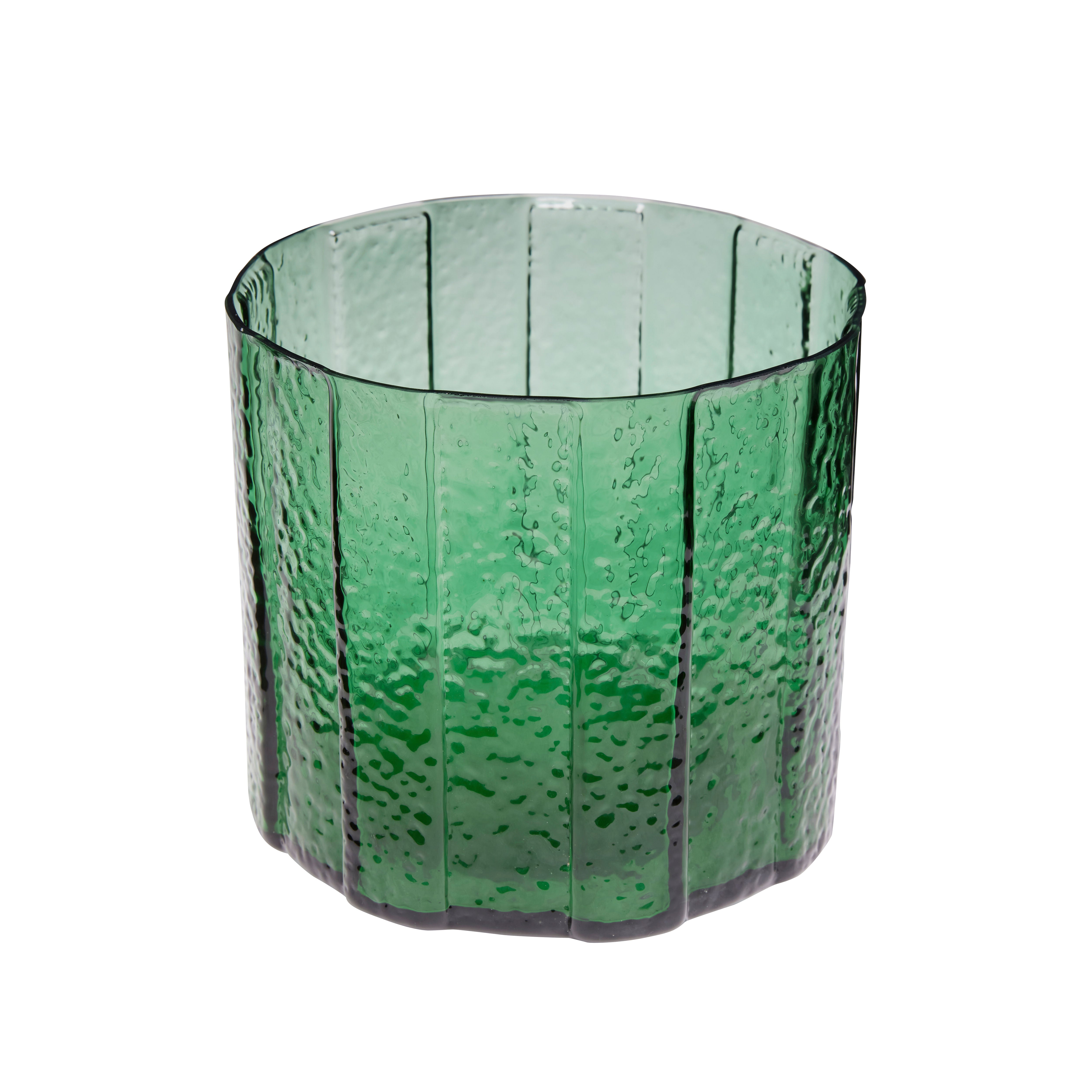 Vase "Emerald" Green Glass Mouth Blown