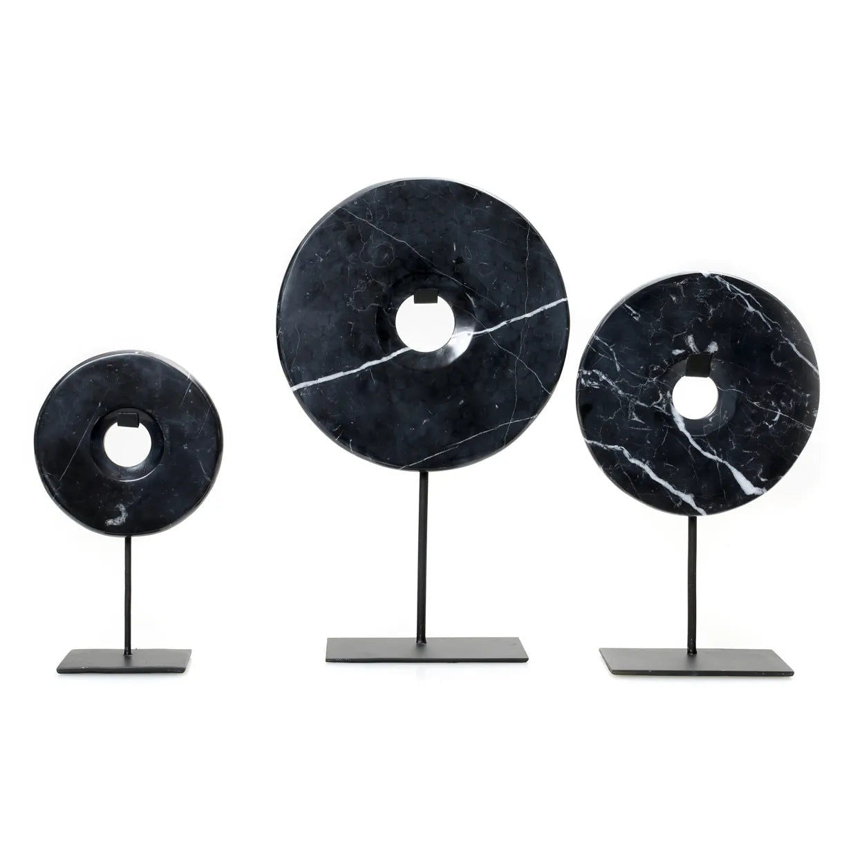 Marble disc on stand black L 