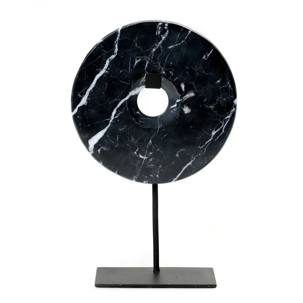 Marble disc on stand black L 