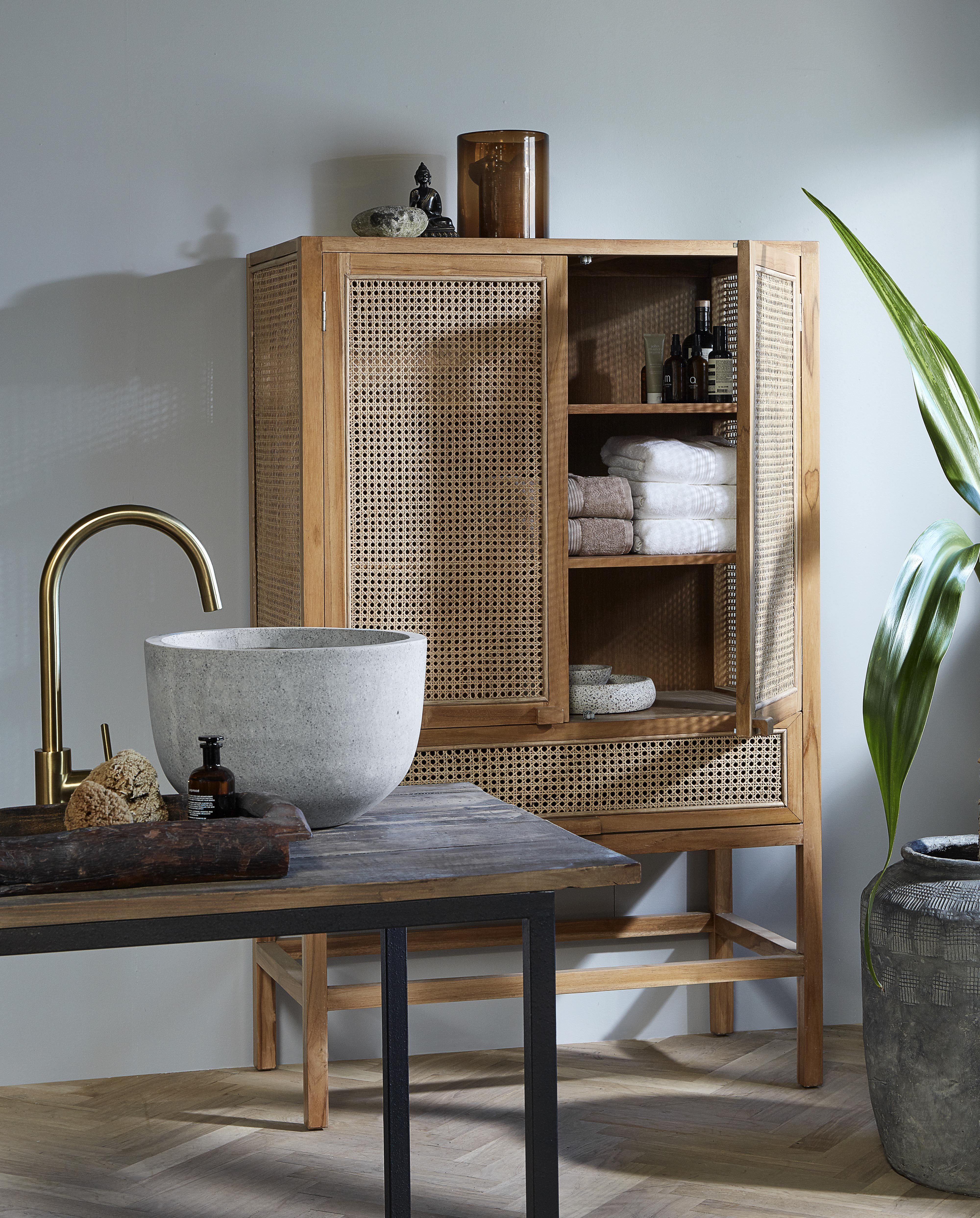 Cabinet "MERGE" nature w/rattan