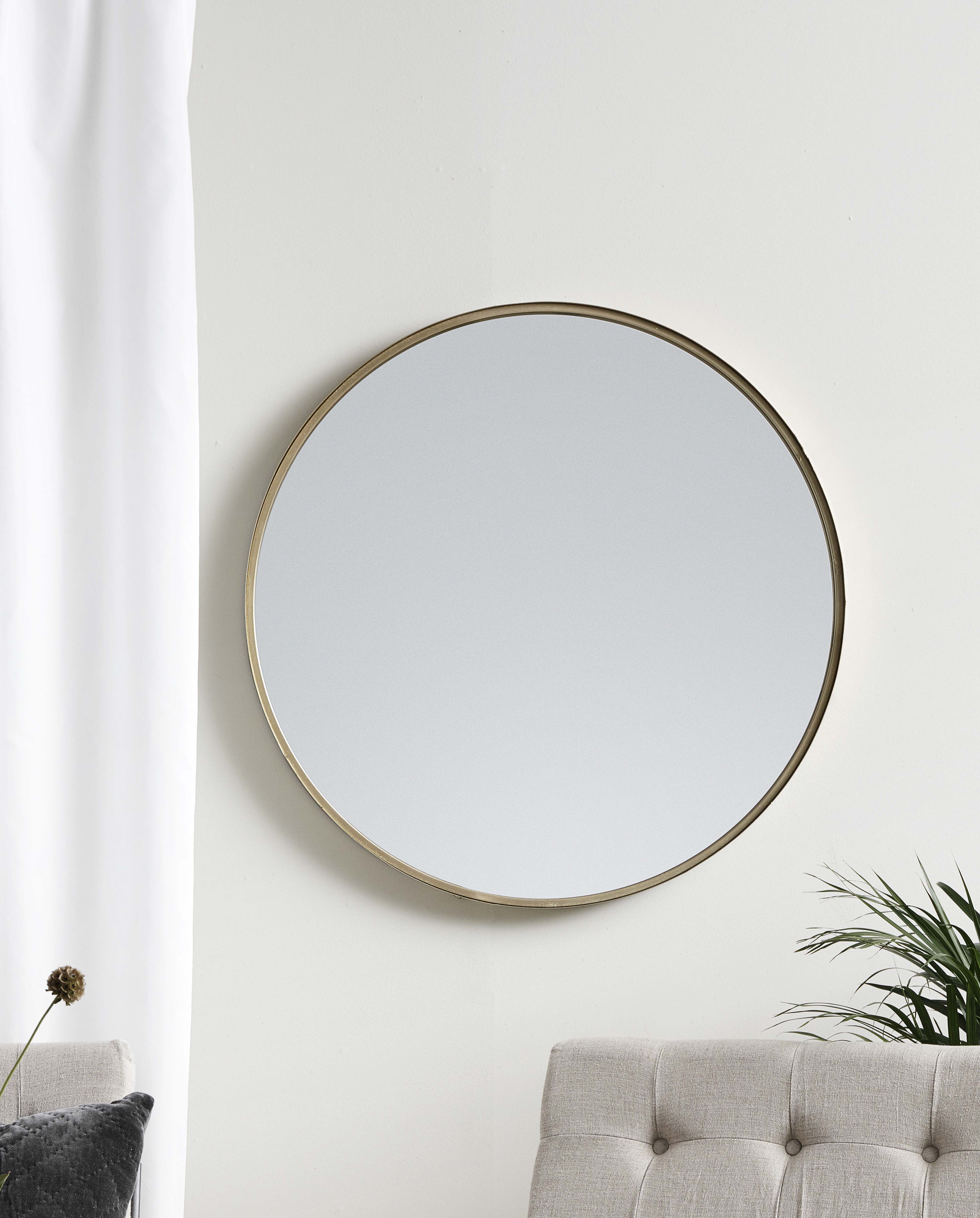 Mirror "CURLEW" Round Iron Brass