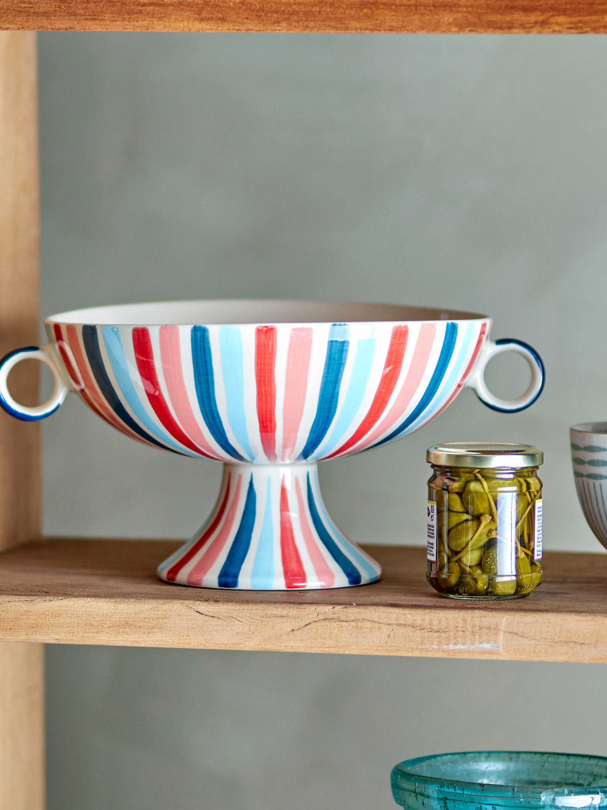 Pedestal bowl "Cyrus" blue stoneware