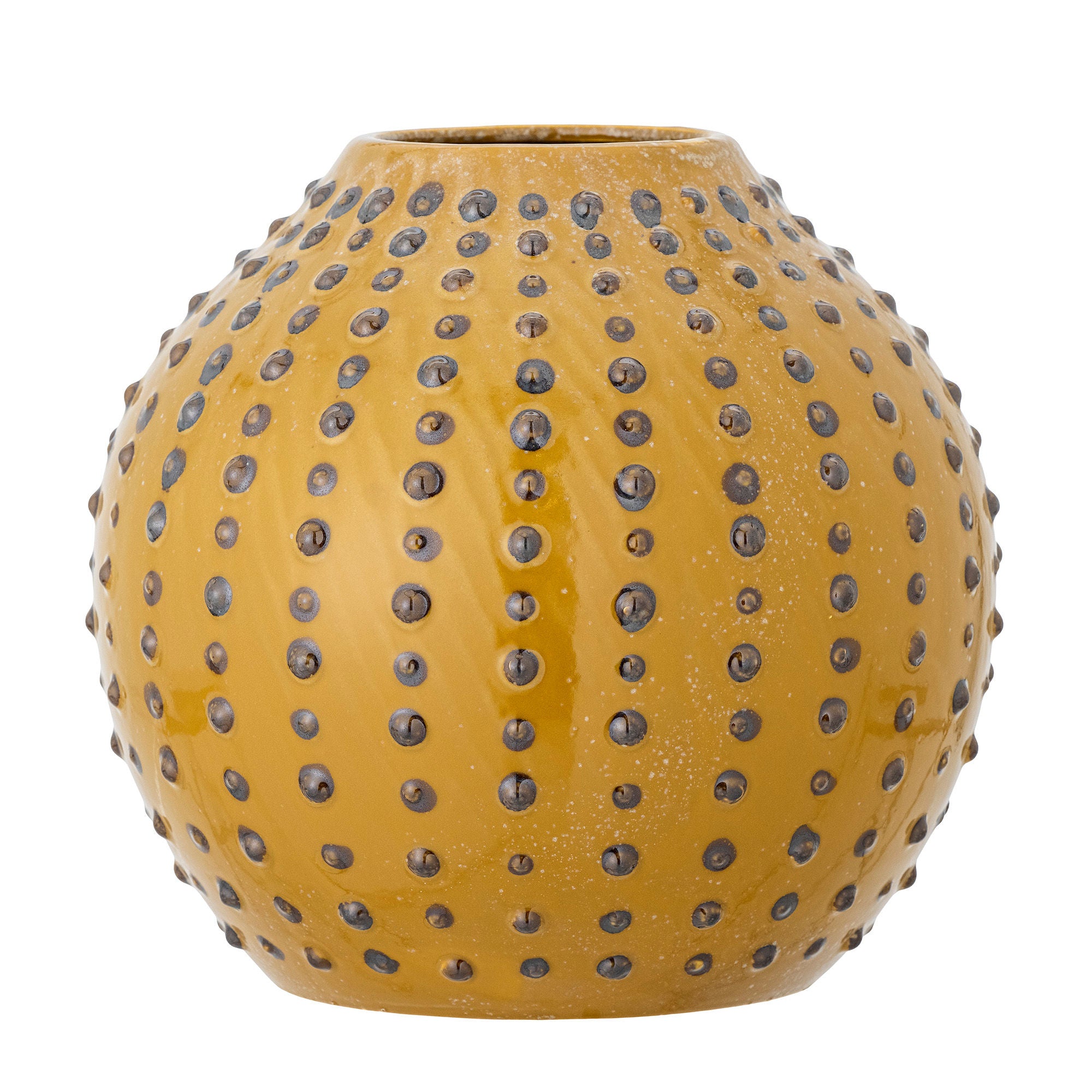 Die Toofan Vase aus der Creative Collection ist aus Steinzeug mit reaktiver Glasur in einer reizvollen braunen Farbe gefertigt und besticht durch ihre runde Form und kleinen Pünktchen.