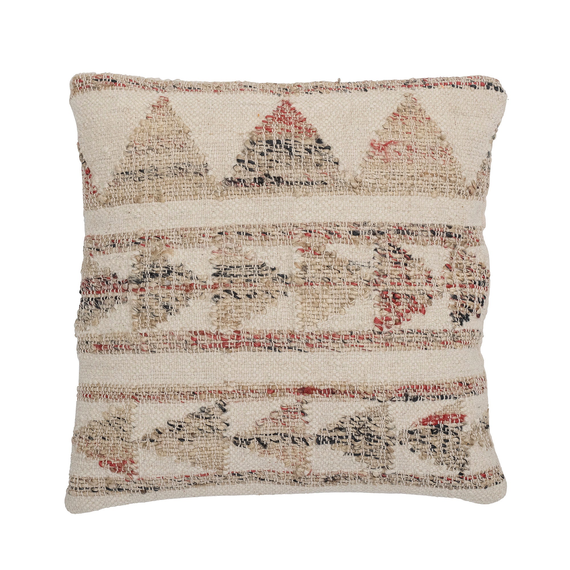 Das 'Nona Natur' Kissen aus Baumwolle besticht mit einem rustikalen Look und einem Stickmuster, das einen charmanten Kontrast zum weichen Stoff bildet.