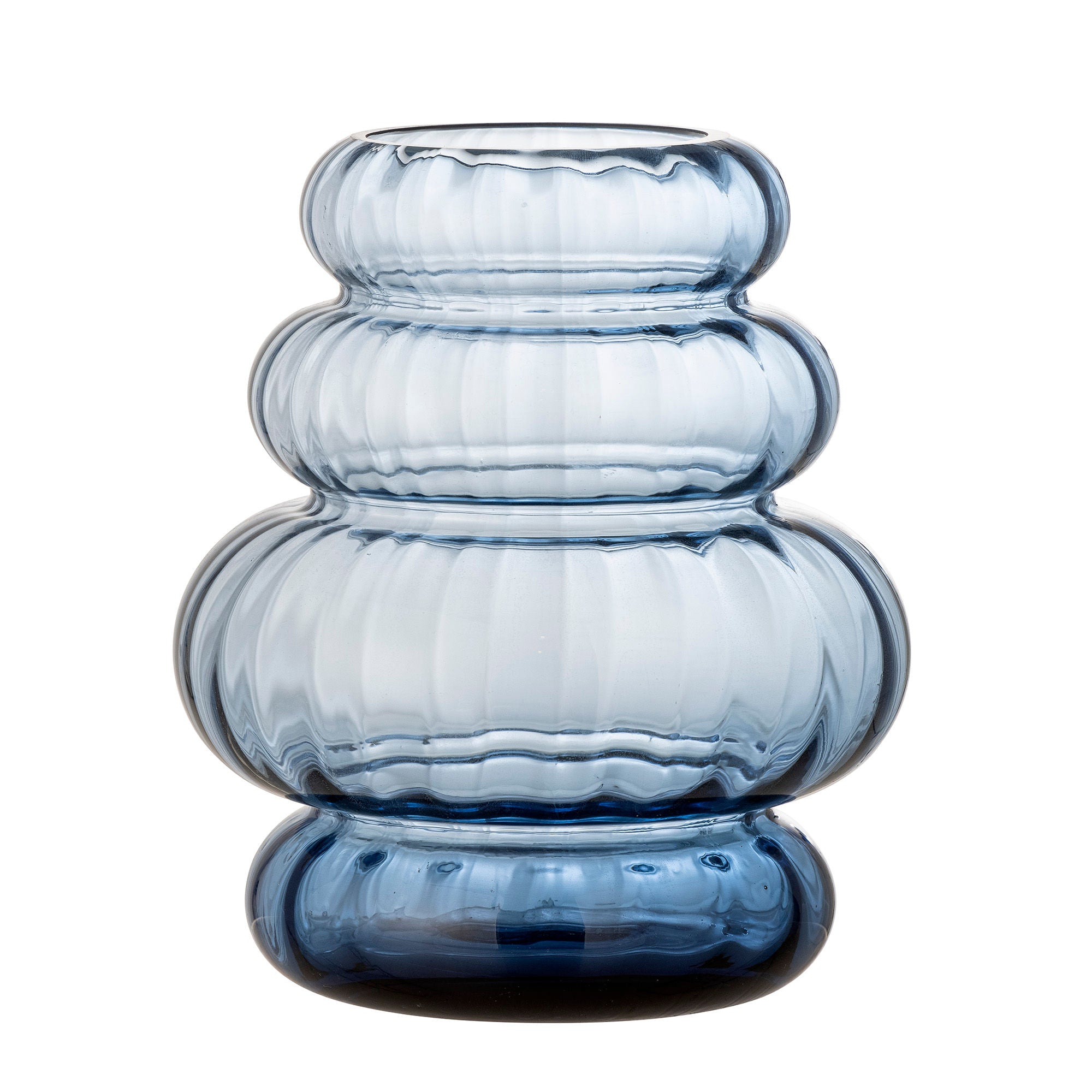 Bing Vase in Blauem Glas